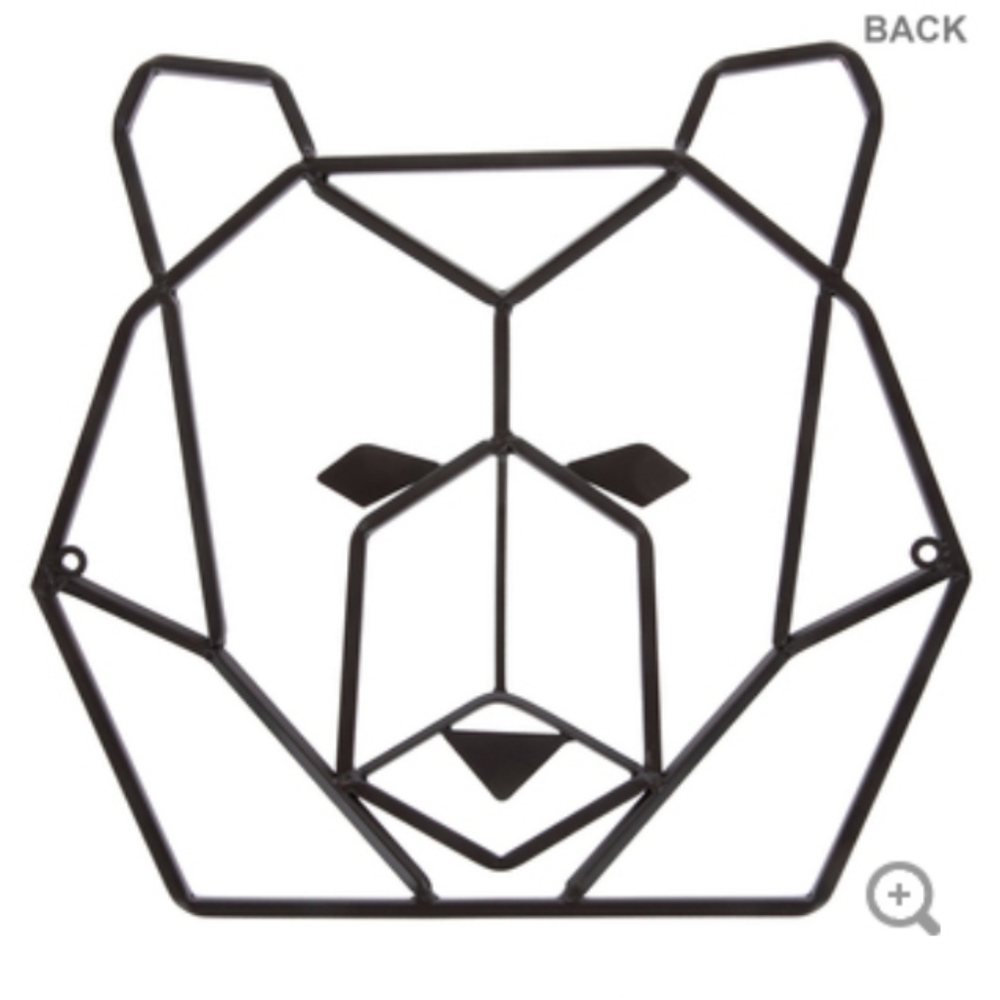 Rustic metal bear head wall decor